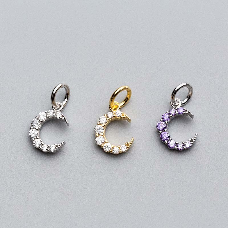 incantesimi con intarsio in zircone di luna in argento sterlina 925 grazioso 9x12mm ciondolo con collana in argento viola argento dorato gioielli fai da te che fanno regalo