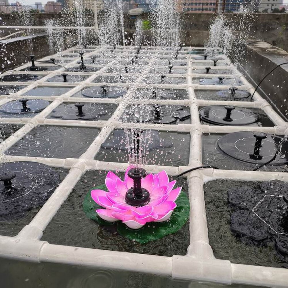 Solar Lotus Flower Fountain Water Pump Courtyard Landscape Garden Pond Decor so it can runs automatically, electricity needed.