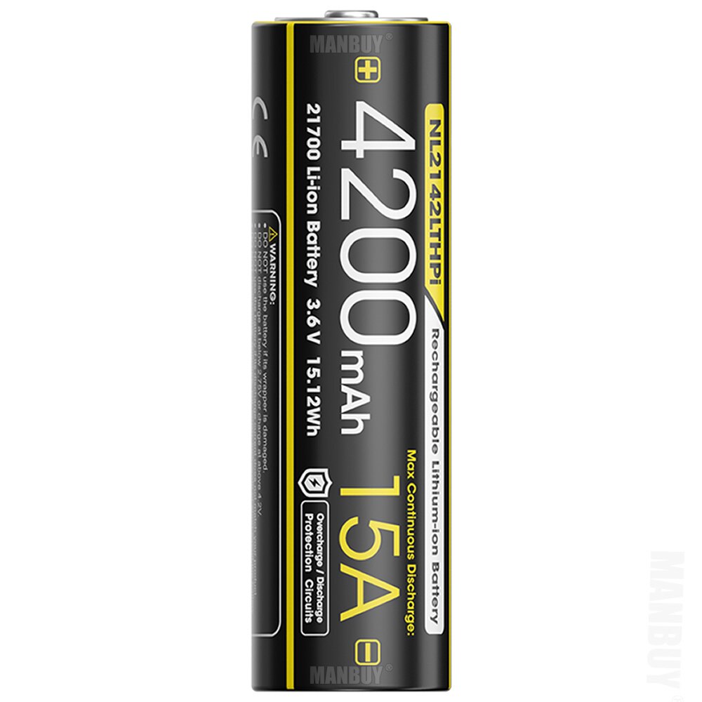 Nitecore NL2142LTHPi Low Temperature 21700 4200mAh Protected Li-ion Rechargeable Battery with FREE Flashlight