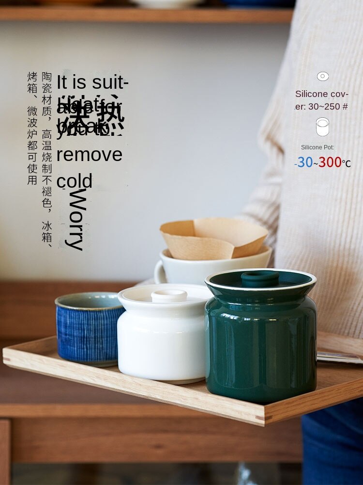 Ceramic Sealed Can Household Coffee Bean Storage Jar Sealed Kitchen Sauce Preservation Seasoning Salt Sugar Container