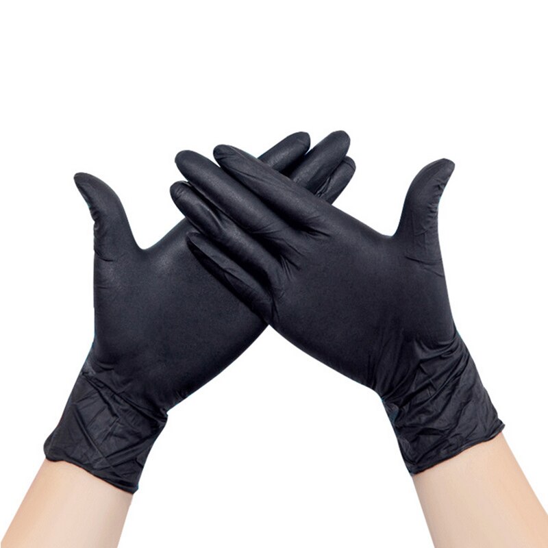 100 stk sort engangs nitril latex handsker havehandsker til rengøring af gummi catering mad handsker tatoveringshandsker