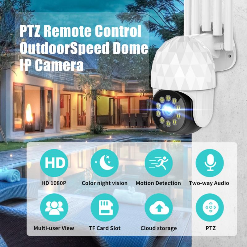 Cámara de seguridad PTZ IR CCTV para exteriores, videocámara Ip HD de 1080P, Wifi, detección de acción al aire libre, Control de electrodomésticos impermeable