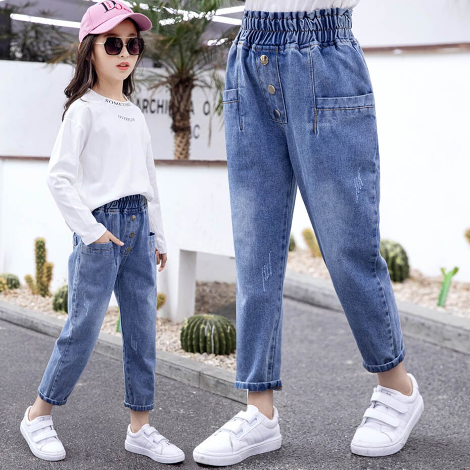 Jean fille décontracté enfants jean pour fille adolescent enfants jean printemps automne enfants jean vêtements
