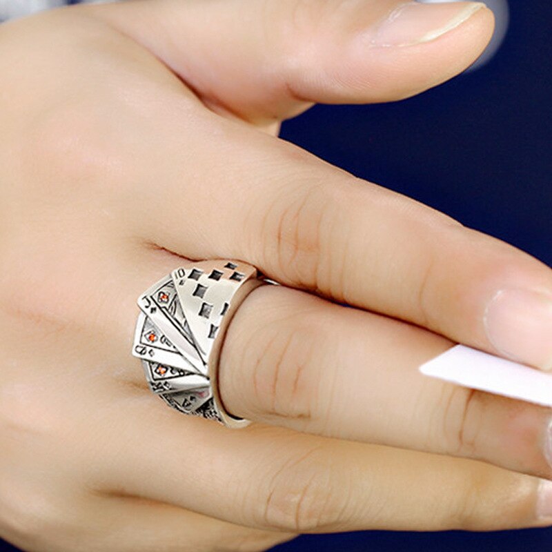 Persönlichkeit gotisch Jahrgang Poker Ringe Für Frauen Braut Hochzeit Engagement Punk Resizable Antike Ringe Felsen Schmuck