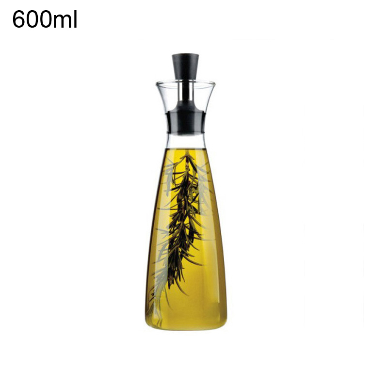 300/600ml glas cruet olie flasker dispenser sovs både lækagesikre olie eddike flaske sauce beholder gryde køkkenværktøj: 600ml