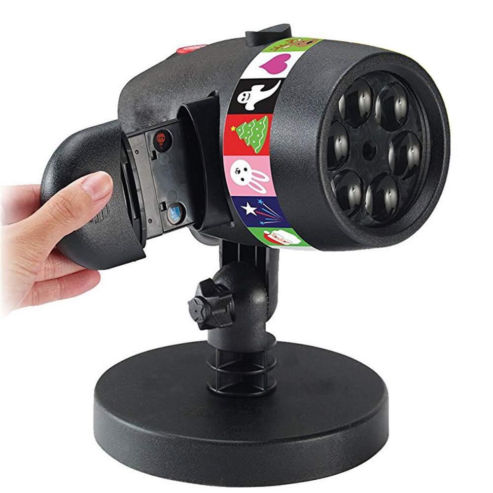 Led 12 kaarten licht kerst halloween projector lamp usb buiten sneeuwvlok diavoorstelling projectielicht voor thuisdecoratie feest