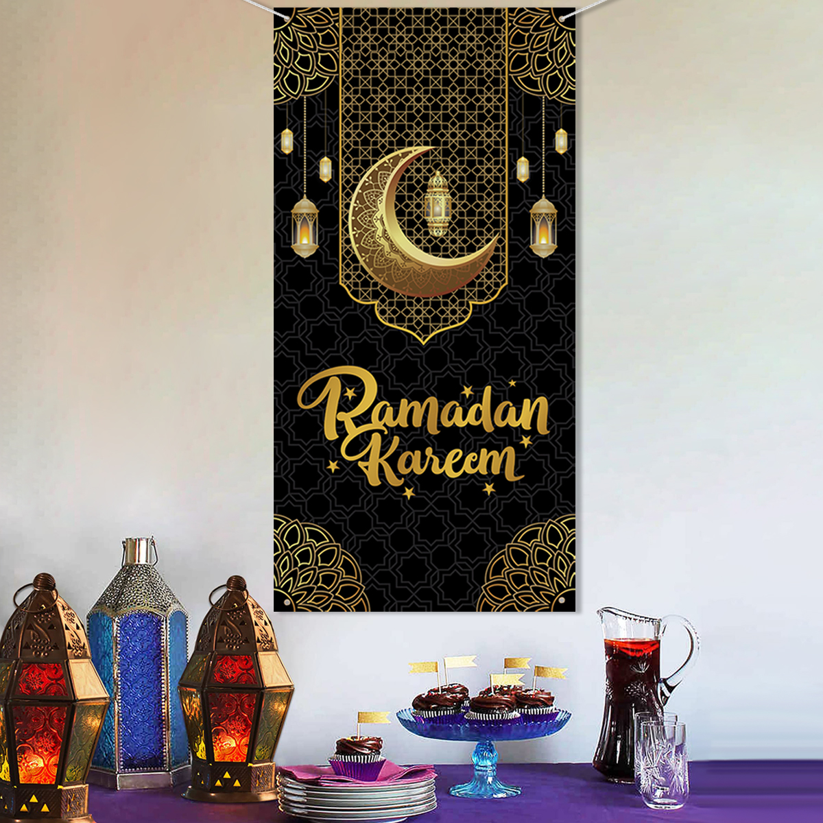 Eid Mubarak Decoration Hanging Flag Ramadan For Home Door Islamic Muslim Party Decor Ramadan Kareem Banner Eid Al-Fitr