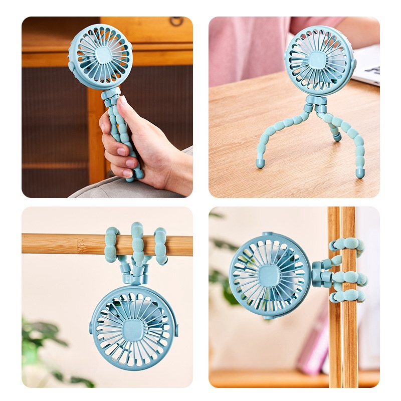 Carrinho de bebê multifuncional para estudantes portátil USB recarregável bateria de lítio polvo mini ventilador
