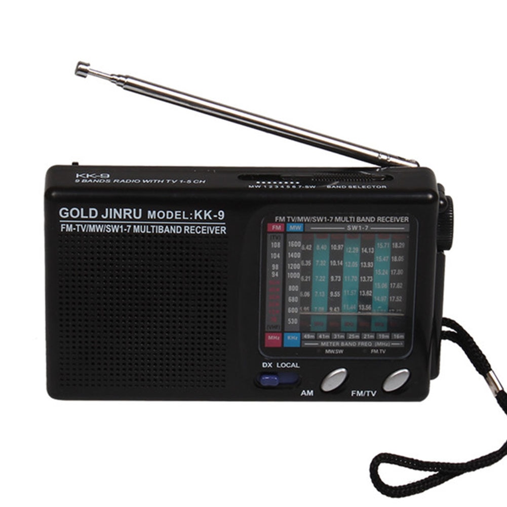 KK-9 Mini Speakers Home Wireless Shortwave AM/FM Full Band Portable Mono Channel High Sensitivity Radio Black Classic Durable