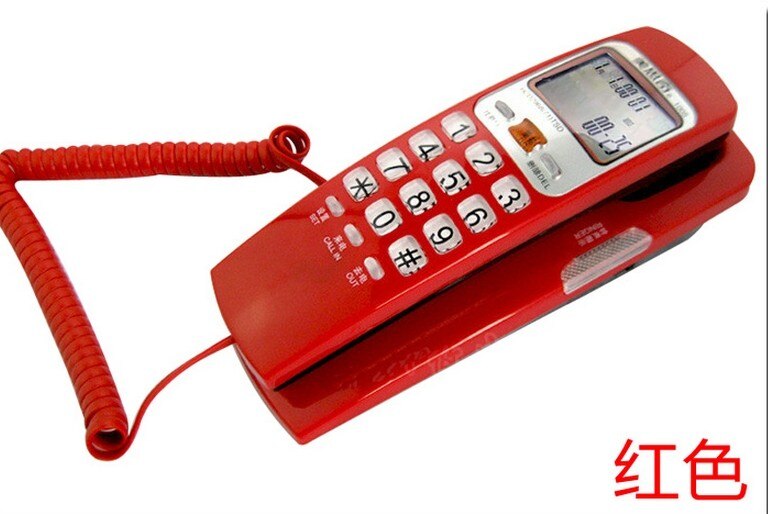 Wall LCD Display Landline Telephone Home Office Hotel Incoming Caller ID / wall-mounted bedside Mini Wall Telephone: Red