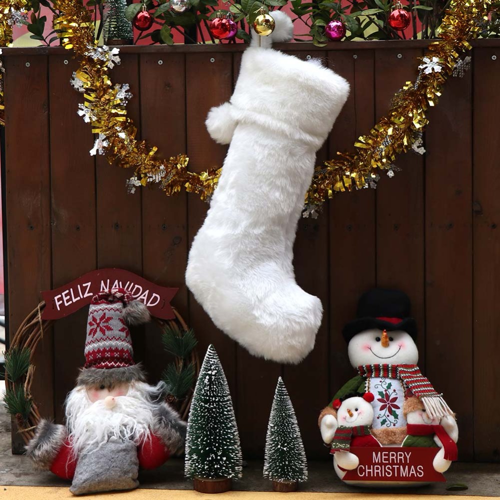 Onze warme grote kerst witte nepbont kerstsokken witte kerstsok jaar kerstmis