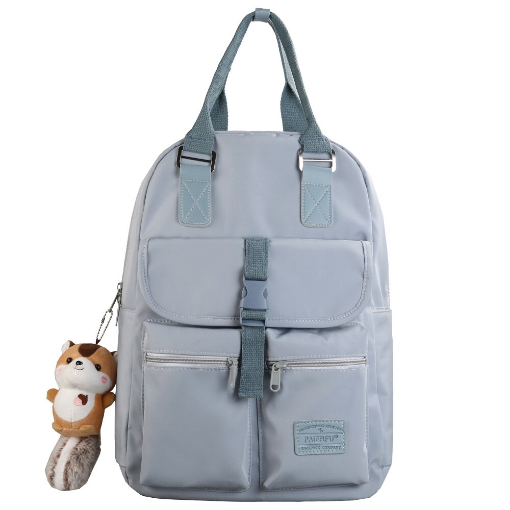 modisch Dame Nette Rucksack Mädchen Weibliche Schule Tasche Laptop Hochschule Schüler Frauen Rucksack Nylon Reise Kawaii Taschen Buch Neue: Blau / Nein Eichhörnchen Puppe