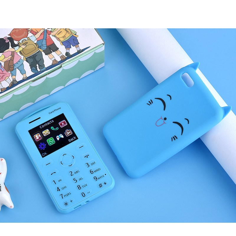 AEKU A5 dessin animé enfant carte téléphones portables avec 1.77 pouces Bluetooth musique faible rayonnement plus petit étudiant Push-botton téléphone portable