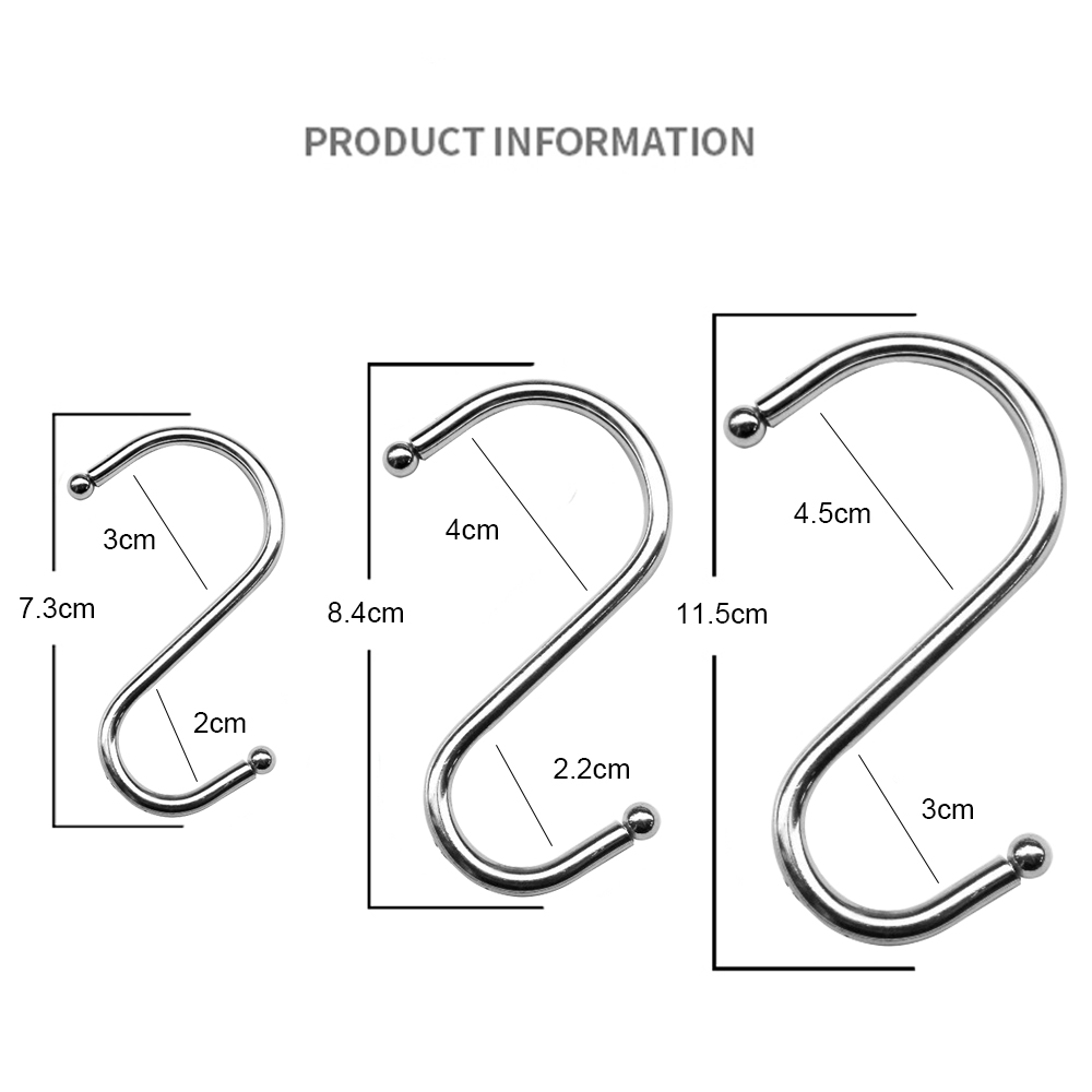 JXPXJMY 304 Roestvrijstalen S-Haken - Zware Haken Voor Slaapkamer, Badkamer, Keuken En Tuin (Set Van 30, M2 En M3)