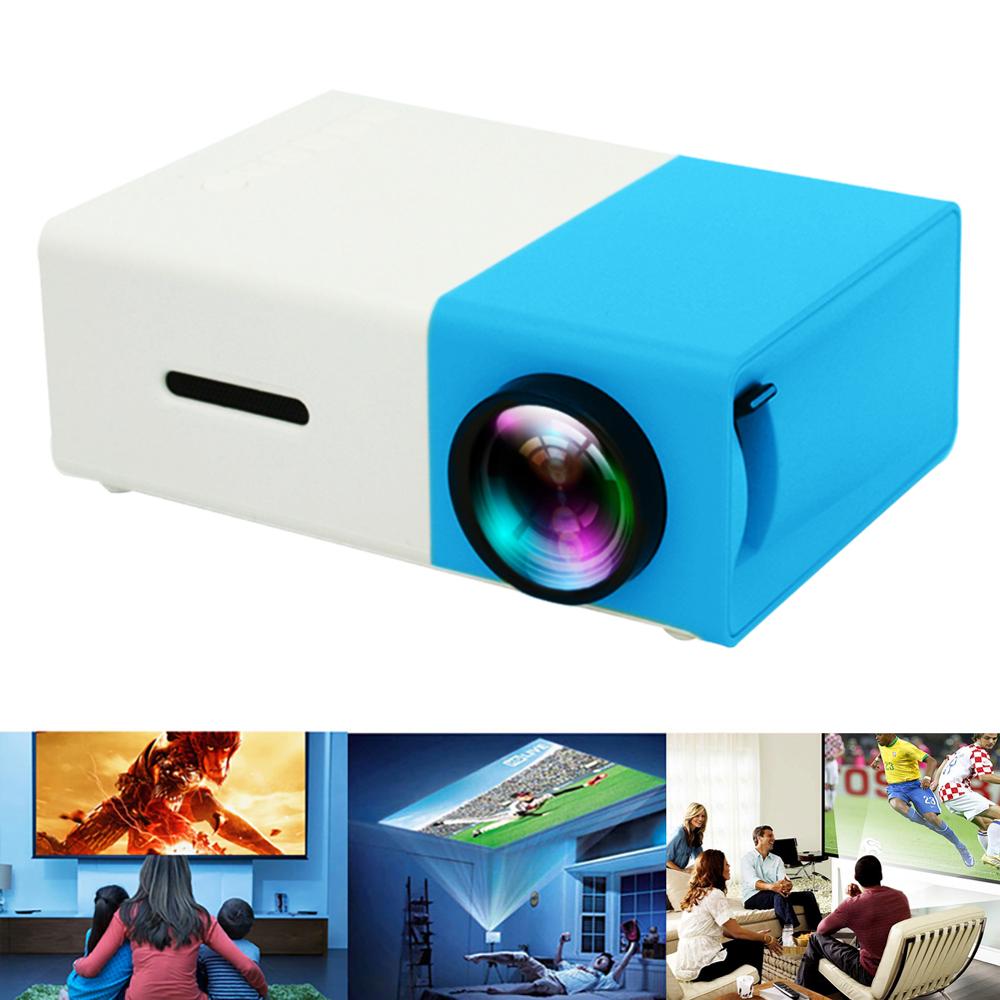 UK Plug Blue YG300 Home Mini Mini Projector LED Entertainment Portable 1080 HD Projector