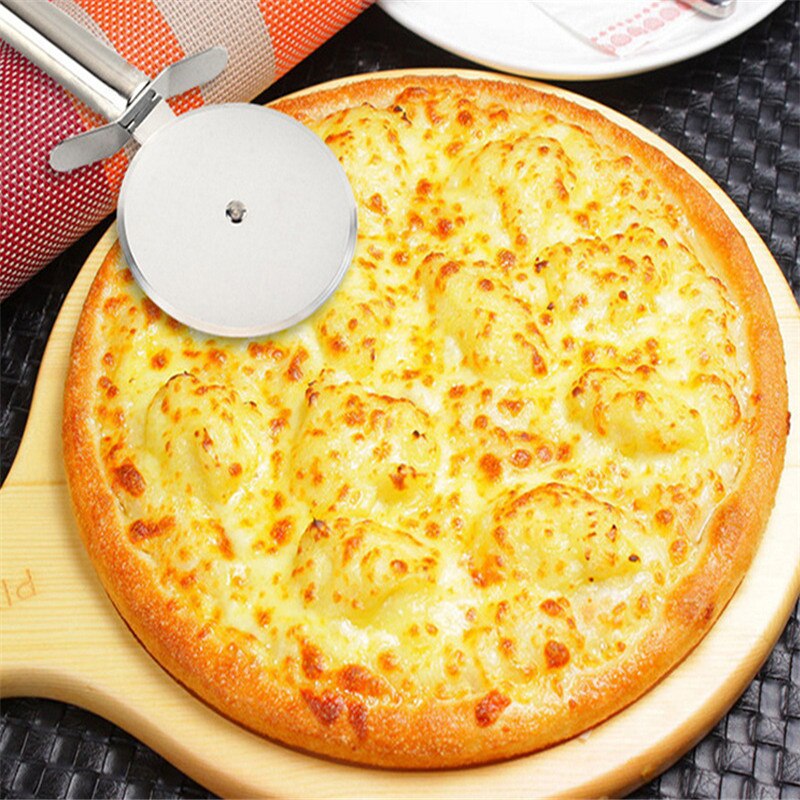 Køkken tilbehør rustfrit stål pizza enkelt hjul skære værktøj pizza kniv kage værktøj hjul brug vaffel cookies køkken gadgets