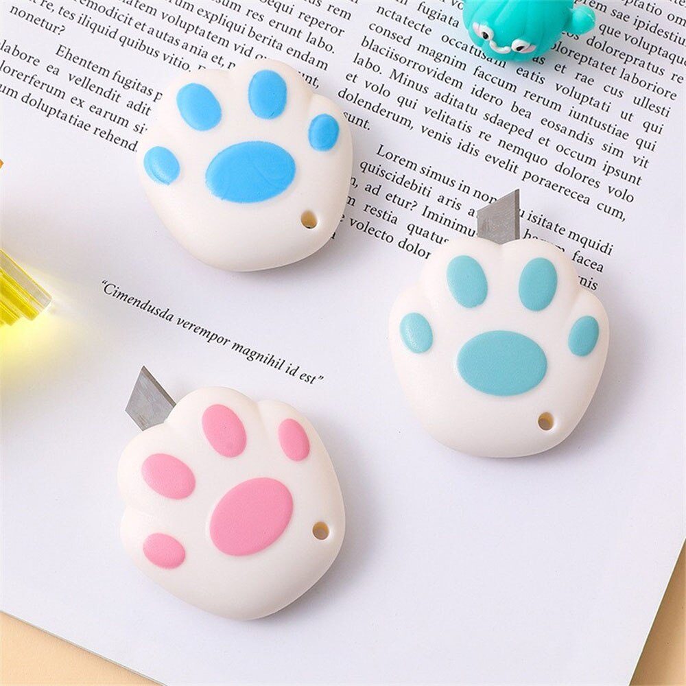 Bear Paw Utility Knife Kawaii Mini Box Opener Portable Paper Cutter Express Box Knife Handmade Tools Office Accessories
