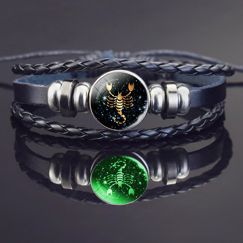 Scorpion Armband Schorpioen Sieraden Lichtgevende Schorpioen Sterrenbeeld Gevlochten Lederen Armband: style 10