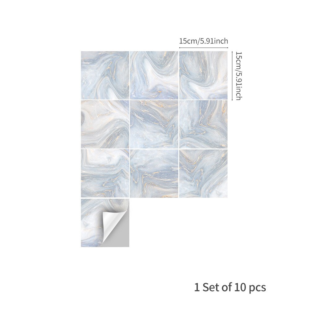 15/20cm Marble Tile Sticker PVC DIY Self-adhesive Wall Sticker for Bathroom Kitchen Camper Home Decor: Gray 15x15cm