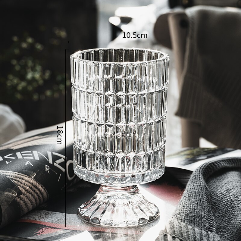 Vase en verre Transparent, lampe de Table créative, Style bouteille de fleur de Table, de luxe, pour plantation d&#39;eau: l (vertical edge)