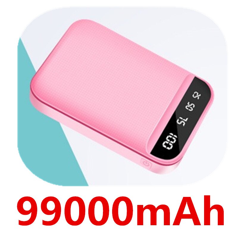 Mini Power Bank 99000Mah Snel Opladen Power Bank 99000Mah Draagbare Externe Batterij Oplader Voor Iphone Xiaomi: Pink-99000mAh