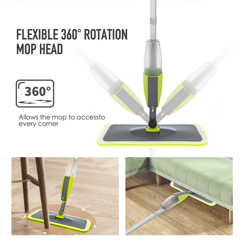 Vadrouille De Nettoyage De Sol Avec Vaporisateur Rechargeable Bouteille Tampon Lavable Pour La Maison Cuisine Bois Massif Mélaminé Bois Carreaux De Céramique Nettoyeur