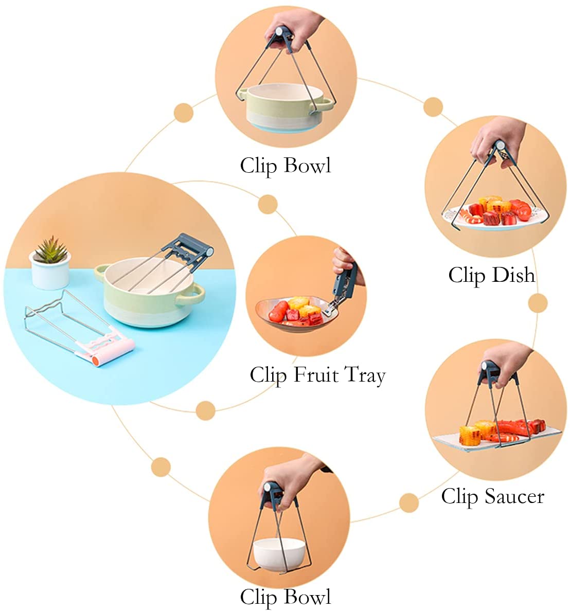 Kitchen Pot Plate Clips Anti Scalding Bowl Gripper Holder Stainless Steel Steamed Dishes Clamp Silicon Oven Gloves Table Pad