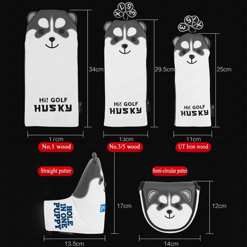 International Standard PU Waterproof Golf Club Putter Head Covers Sets Soft Velvet Inner Protective Cover Golfing Accessories