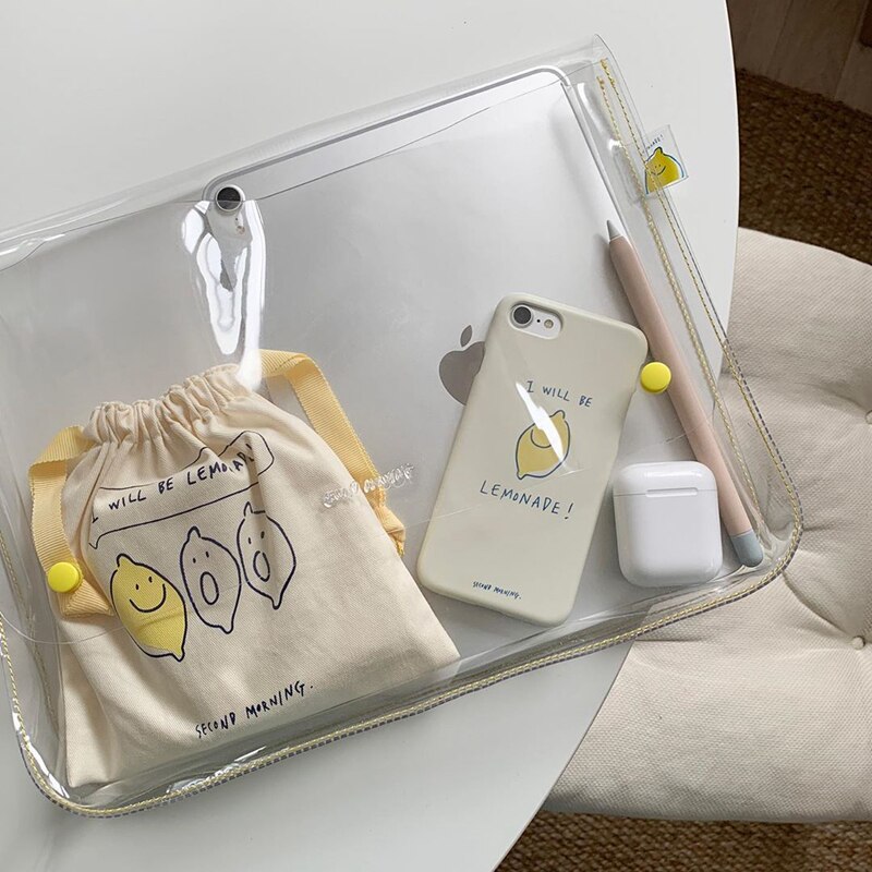 eins transparent Briefpapier Zitrone Datei Tasche A4 PVC Wasserdicht Bleistift fallen Tragbare Daten Kosmetik Lagerung Tasche Schule Liefert