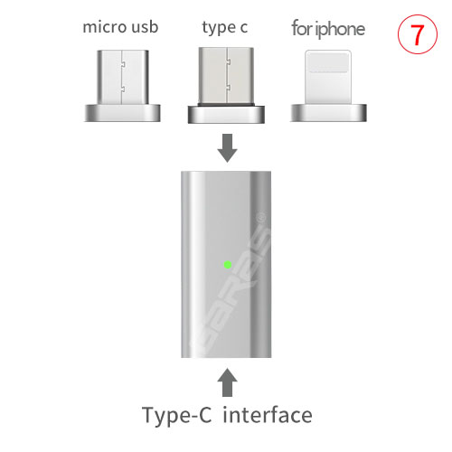 GARAS Type-C To Micro/For iPhone Magnetic Adapter For iPhone/Android 3in 1 Data Cable Converter Adapter Type C To Micro USB C: TypeC to 3in1