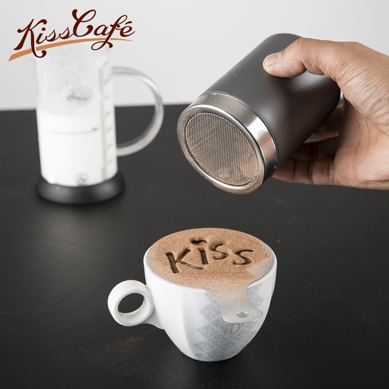 95x70 Acero inoxidable espolvorear cacao canela azúcar gasa bote con malla metálica condimento botella de café de lujo polvo pimienta Shaker Can
