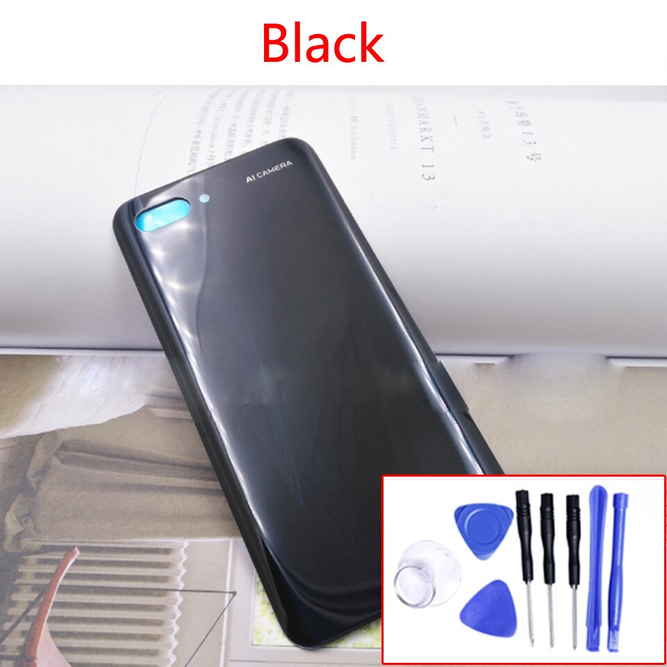 Para huawei honor 10 traseira da bateria de vidro capa porta traseira habitação caso para honor10 COL-AL00 al10 tl00 chassi escudo substituição: Black-With tool