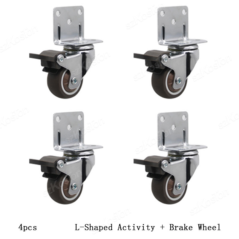 4pcs Universal Swivel Casters Heavy Duty Furniture Wheel Castor Silent Trolley Wheels for Table Chair Sofa with Safety Brake: 2 inch / Silver