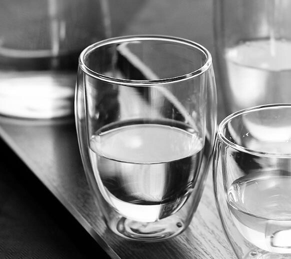 1 st dubbelväggigt glas kaffe te kopp juice muggar mjölk café kopp värmebeständig öl cocktail glas kopp: 350ml