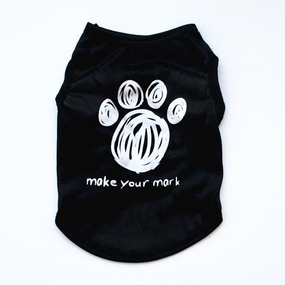 Kleine Hond Kleding Huisdier Kat Vest Cute Kitten Kat Kostuum Puppy Gedrukt Zwarte T-shirt Zomer Dunne Vest Huisdieren Kleding ropa Perro: color 3 / M