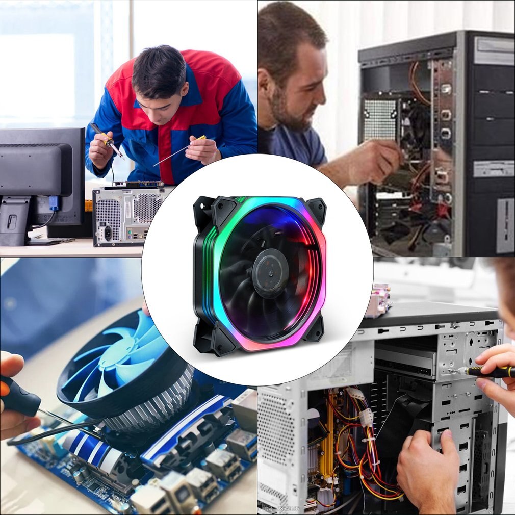 12cm LED Fan 120mm 3PIN/4PIN/6PIN PC Desktop Computer Case Cooling Cooler Fan 6 Heat Pipes GPU CPU Cooler Double Halo Light