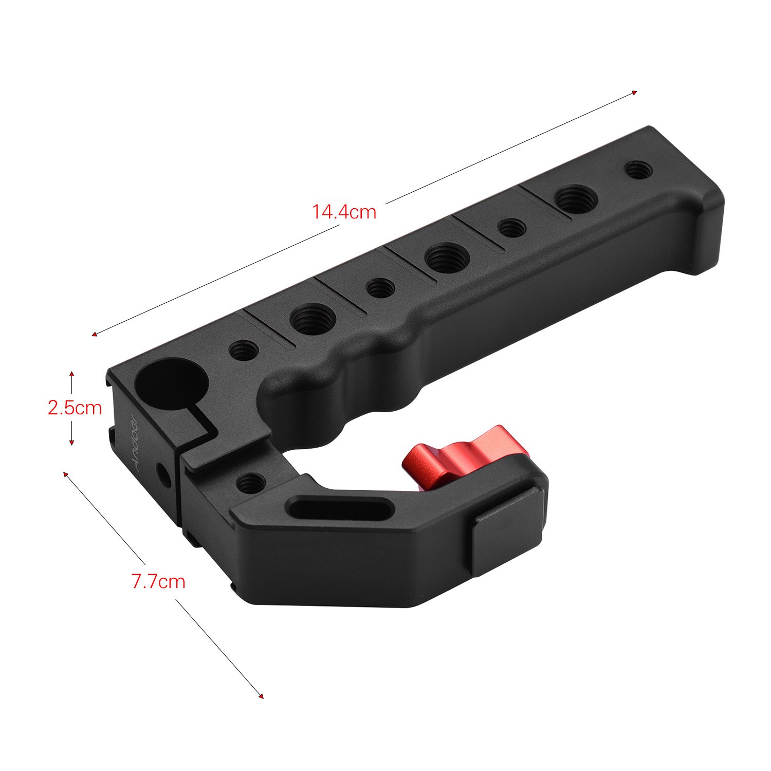 Andoer Aluminum Alloy Camera Handle Grip with Cold Shoe Mount 1/4 3/8 Threaded Holes 15mm Rod Clamp for Microphone LED Light