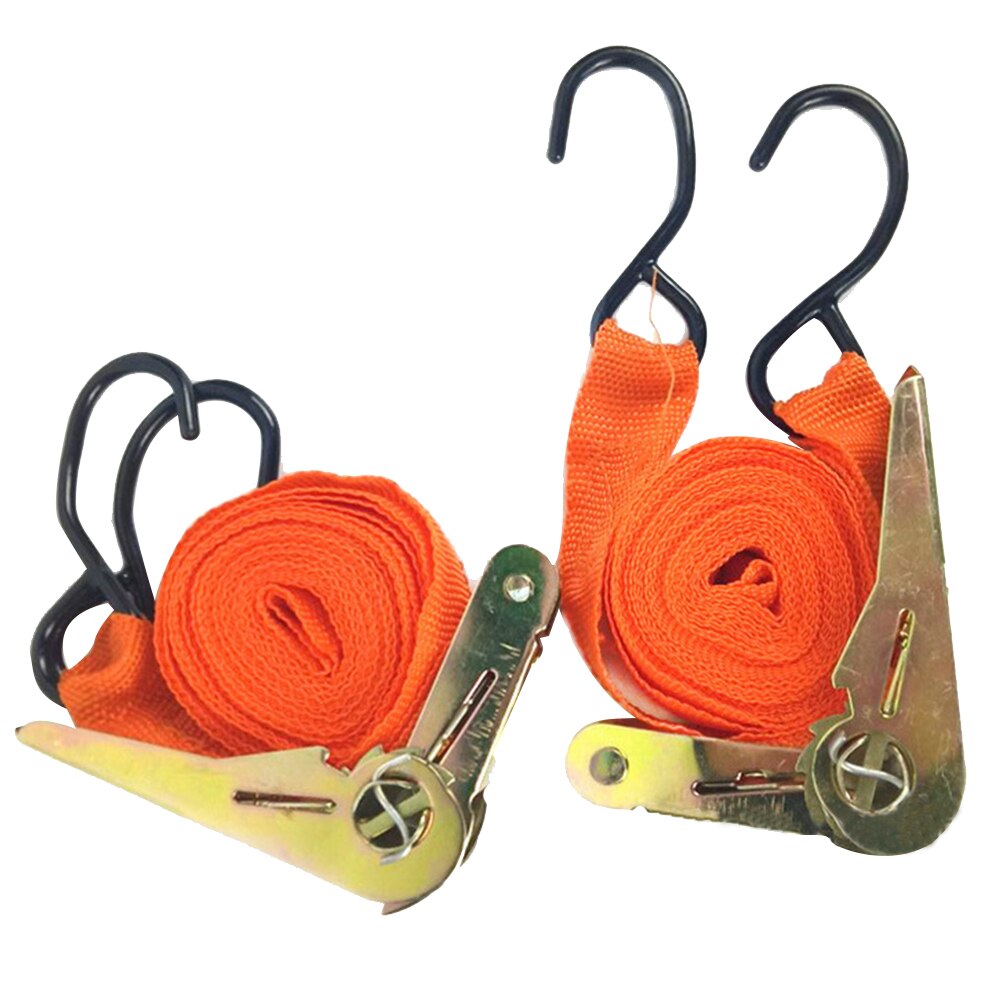 2pcs Motorcycle Lashing Bike Transport Strong Car Cargo Equipment Tension Rope Truck Tow Ratchet Strap Tie Down Belt Luggage Bag