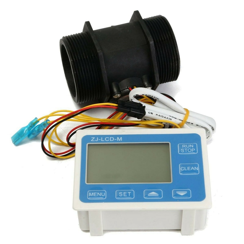 2 tommers flow vannsensor måler+lcd display kvantitativ kontroll 1-9999l/ min