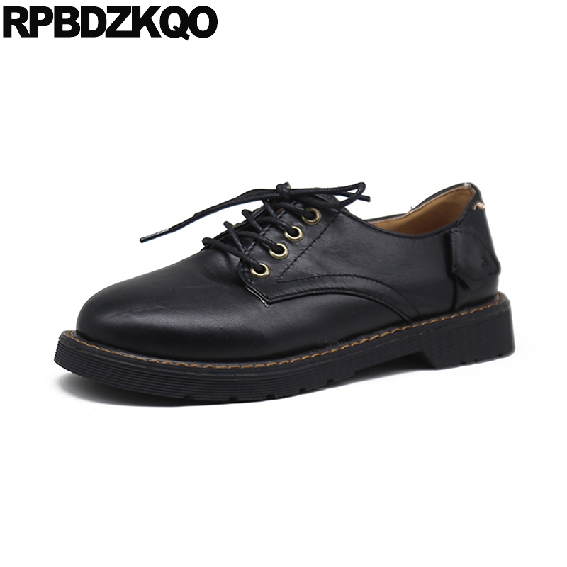 Brown Chinese Women Round Toe Fashion 2021 Black Casual Ladies Lace Up Oxfords ultime scarpe economiche China Designer appartamenti bassi