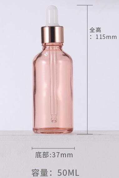 5 stuks 5-100ml lege druppelflesjes roze etherische olie glazen aromatherapie vloeistof roségoud massage pipetflesjes hervulbaar: 50ml