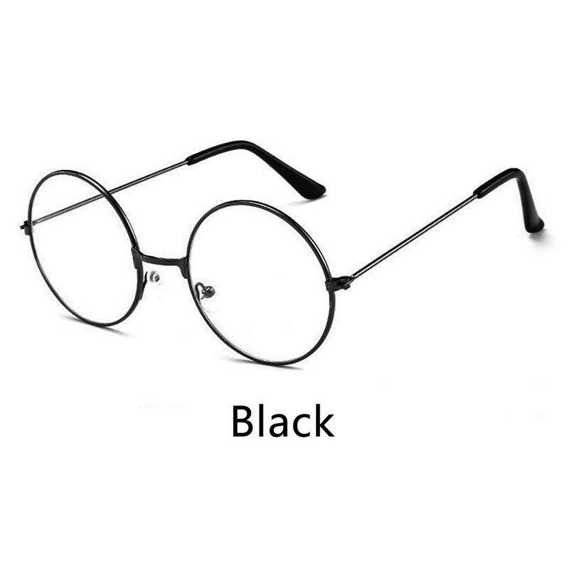 RICHPER 6 Colors Man Woman Retro Large Round Glasses Transparent Metal Eyeglass Frame Black Silver Gold Spectacles Eyeglasses: black