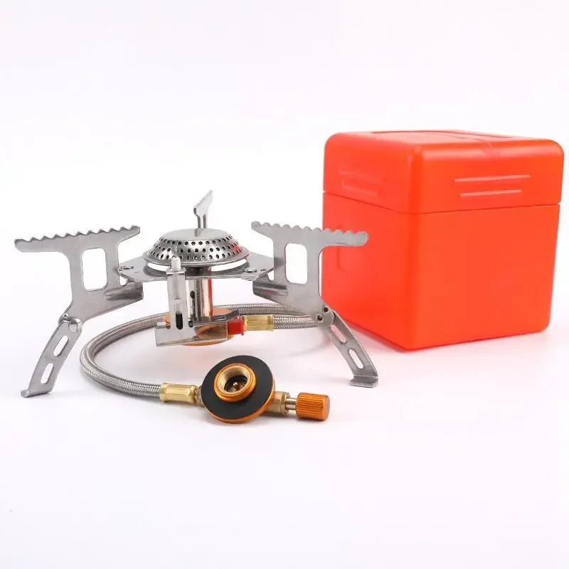 Tragbarer Camping Gasherd Mini draussen Wind dicht Teilt Herde faltbarer Brenner 5800w wandern Picknick Grill Koch geräte: Gelb