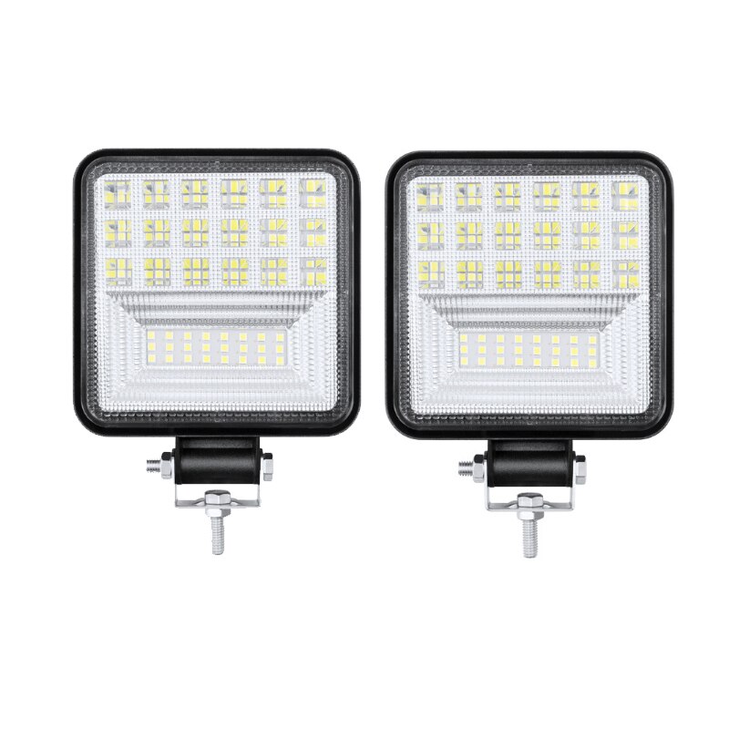 Mini bil led arbejdslys 126w firkantede led terrængående køretøj lastbil lygter spotlight led lys bar 6000k hvidt lys: 2 stk