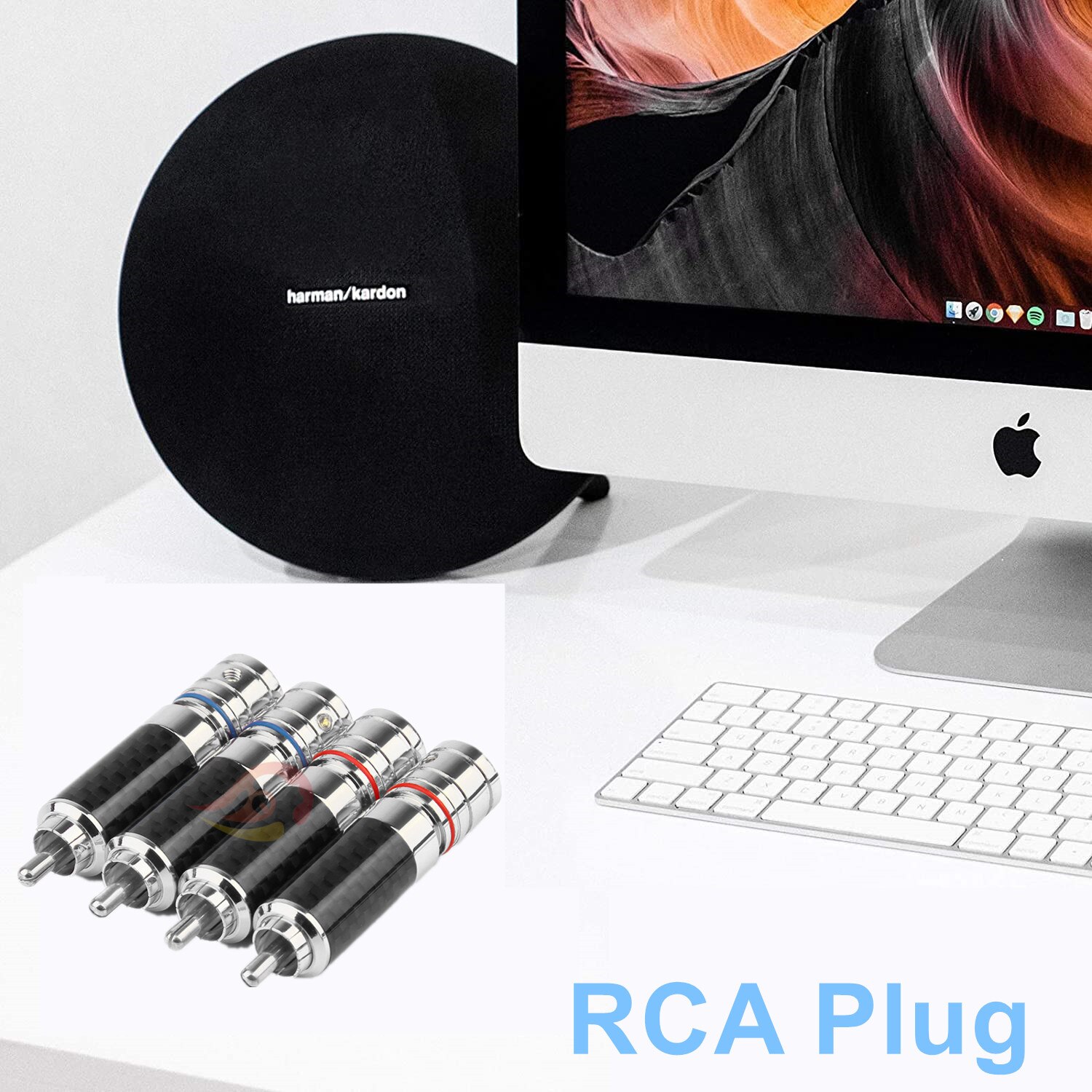 Connecteur de fil de soudure, Fiber de carbone Audiophile eutérique, connecteur de connecteur de haut-parleur RCA mâle plaqué Rhodium, prise Audio RCA, 2 pièces