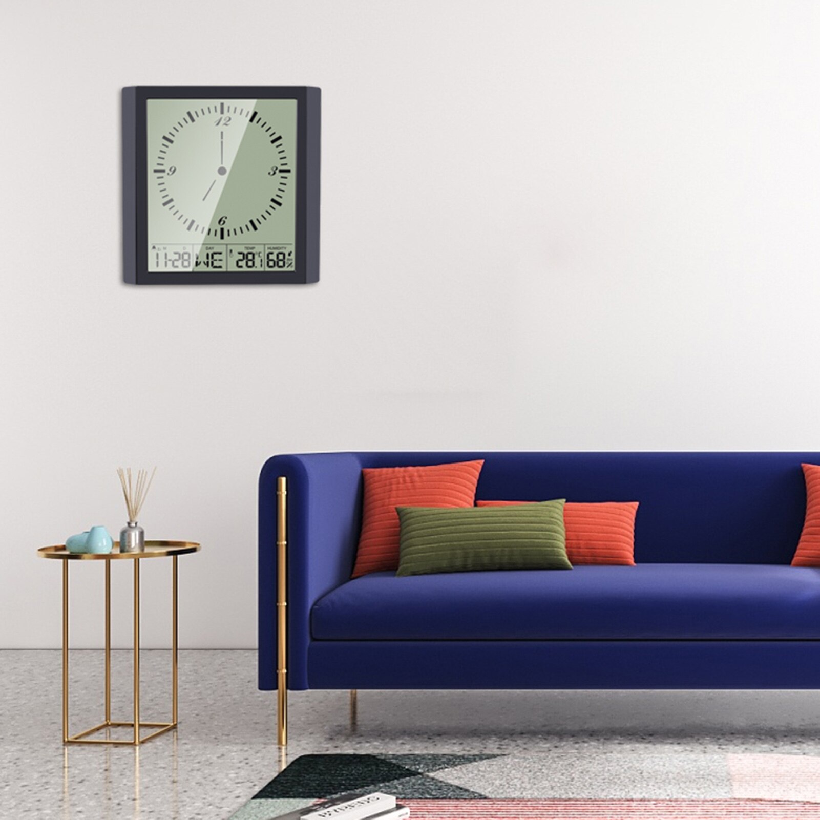 Intelligent Electronic Digital Wall Clock Home Digital Display Clock Alarm Indoor Hygrometer Thermometer Desktop Square Clock