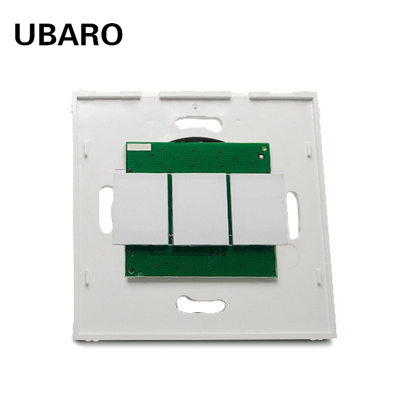 UBARO-Interruptor táctil de pared sin Panel de cristal para UE/Reino Unido, color blanco y negro, Material de PC, accesorios de pieza de Sensor eléctrico, 100-240V: ZS-DHW03