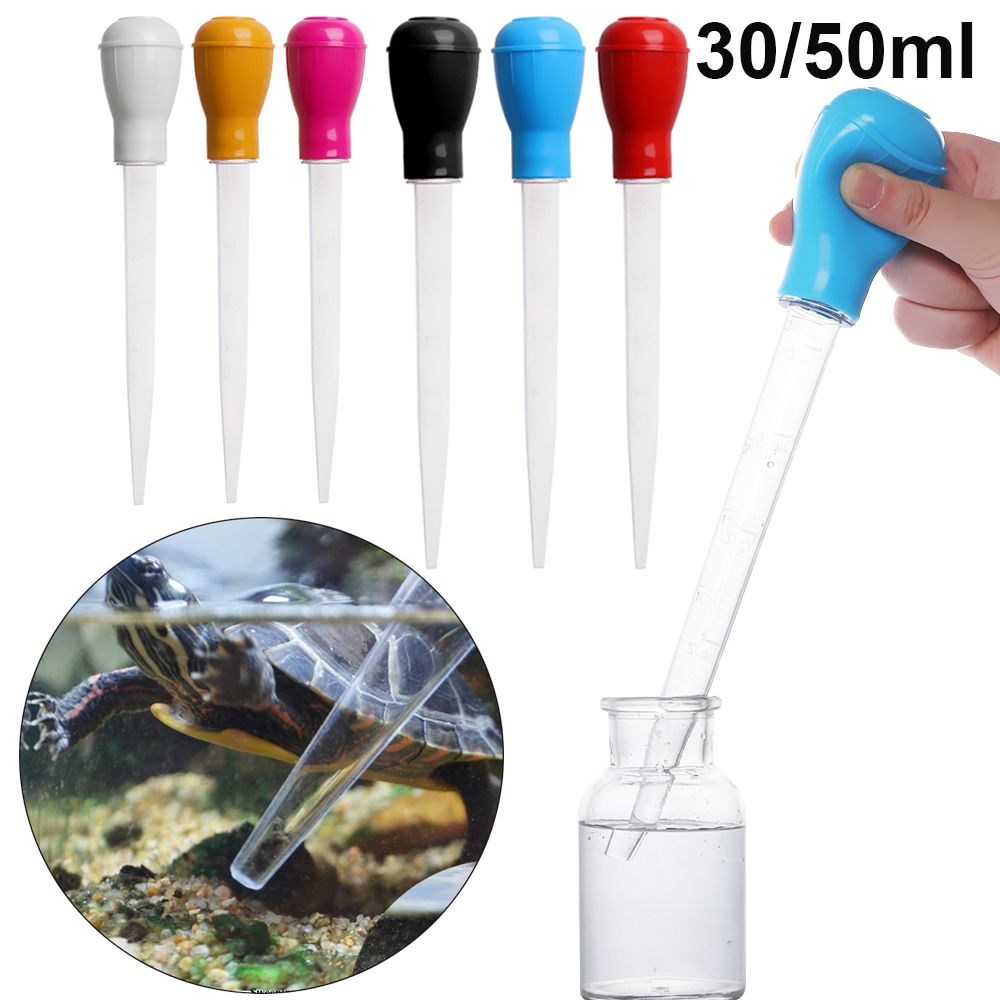 30/50ml Aquarium Cleaning Waste Remover Pipette Dropper Fish Tank Siphon Pump Durable Water Changer Tool