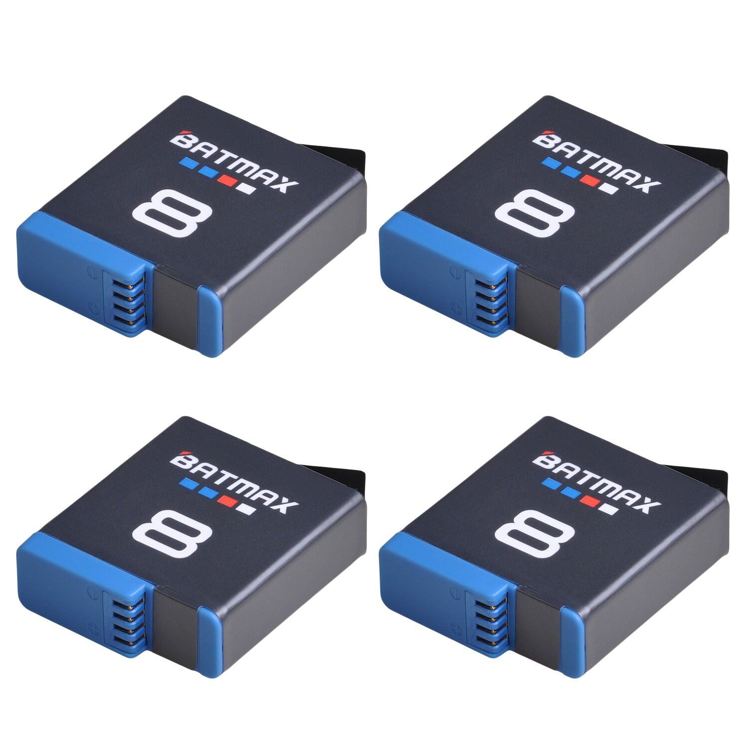 Batterie Batmax pour Gopro Hero 8 Black Hero 8, Triple chargeur USB avec Port de Type C: 4 Battery