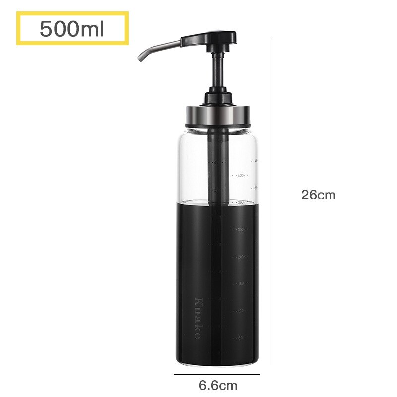 Kitchen Glass Sauce Squeeze Bottle Kicthen Storage Pot for Ketchup Salad and Honey: KW0637-black-500ML